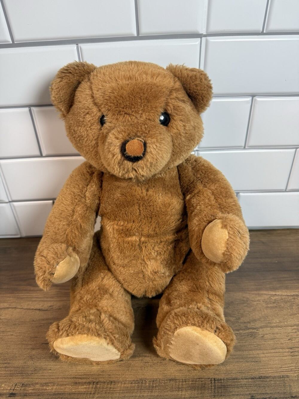 Vintage 1985 Dakin Teddy Bear Jointed Brown Plush Movable Head Arms Legs Korea